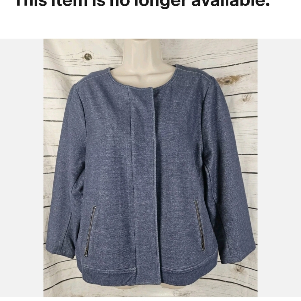 J. Jill Women's Heathered Navy Bomber Jacket